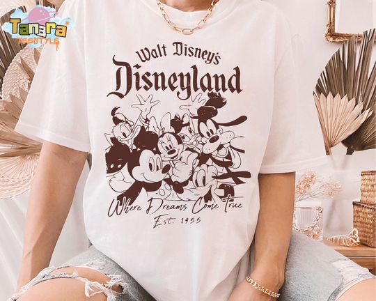 Discover Disney Mickey And Friends Where Dreams Come True 1955 T-Shirt, Goofy Minnie Donald Tee,Magic Kingdom Disneyland Family Vacation Holiday Gift