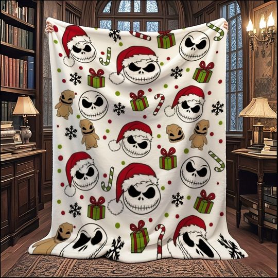 Discover Disney Christmas Eve Horror Skull Carnival Blanket: Weird Christmas Wind is Warm