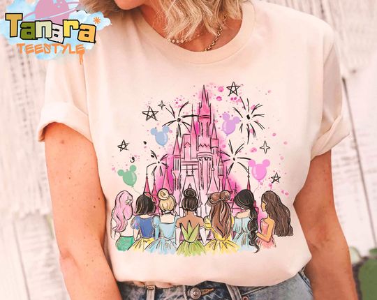 Discover Disney Princess Watercolor Tee, Crop Top, Retro 90s Design, Princess Birthday Party Shirt,Minnie Ears Castle Theme,Disney Girl Trip Matching
