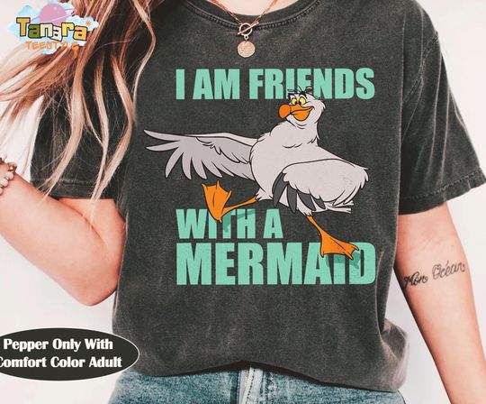 Discover Retro 90s Disney The Little Mermaid Scuttle T-Shirt, Friends With A Mermaid Print, Magic Kingdom Souvenir, Unisex Shirt, Family Gift.