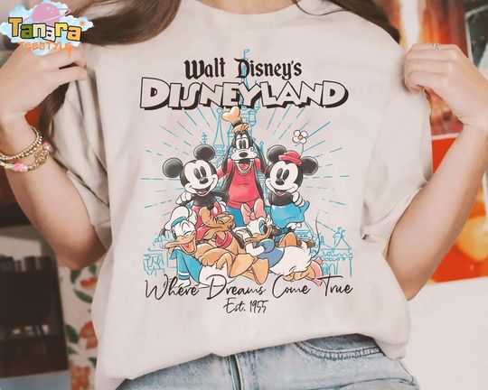 Discover Disney Mickey And Friends Where Dreams Come True 1955 T-Shirt, Crop Top, Mickey Minnie Donald, Magic Kingdom Disneyland Family Vacation Gift