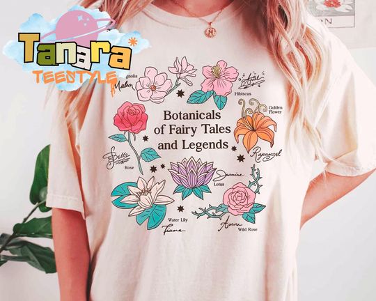 Discover Disney Princess Flowers T-Shirt, Tiana Belle Aurora Jasmine Tee, WDW Magic Kingdom Vacation Gift