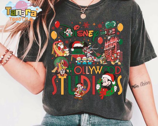 Discover Mickey and Friends Christmas Family T-Shirt, Disney Jollywood Studios Holiday Shirt, Christmas Hollywood Studios Party Shirt
