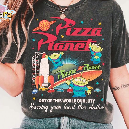 Discover Retro 90s Toy Story Pizza Planet T-Shirt, Serving Your Local Star Design, Disney Pixar Shirt, Matching Family Vacation Tee