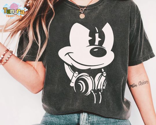 Discover Retro 90s Disney Mickey Mouse Headphones T-Shirt, Big Face Shirt, Magic Kingdom WDW Holiday Gift, Family Birthday Shirt
