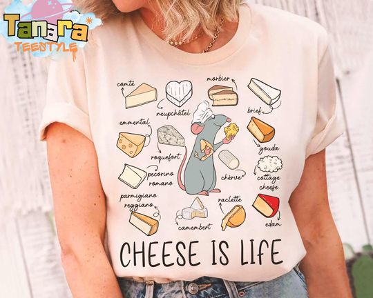 Discover Retro 90s Disney Pixar Ratatouille Remy Little Chef T-Shirt, Cheese Is Life Design, Remy's Ratatouille Adventure Paris France Restaurant