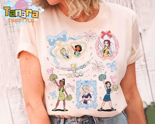 Discover Retro 90s Coquette Bows Disney Summit T-Shirt, Disney Dance and Cheerleading Championships, Disney Princess Cheer Mom Shirt