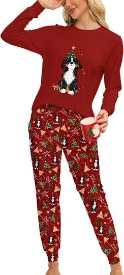 KFUBUO Women's Christmas Flannel Pajama Set