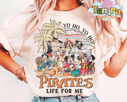 Discover Retro 90s Disney Cruise Pirates T-Shirt, Yo Ho Yo Ho A Pirate's Life for Me Mickey & Friends, Family Cruise Shirt, Disney