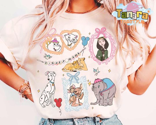 Discover Retro 90s Coquette Bows Disney Mom Characters T-Shirt, Mother's Day Gift, Best Mom Ever, Disneyland Mommy Daughter Family