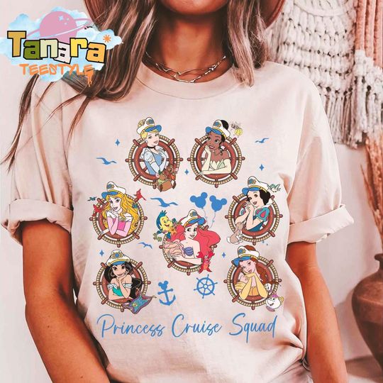Discover Retro 90s Disney Princess Cruise Squad T-Shirt, Disney Wish Wonder Fantasy Magic, Disney Family Cruise Vacation, Trip Shirt