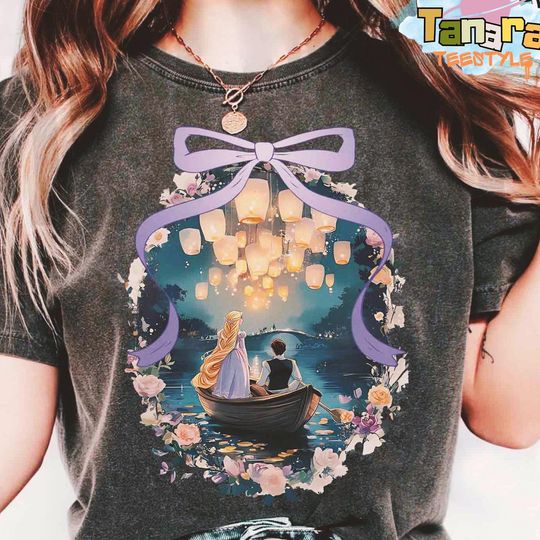 Discover Retro 90s Coquette Bows Disney Tangled Rapunzel & Flynn Rider T-Shirt, Go Live Your Dream Disney Girl Trip, WDW Disneyland Holiday