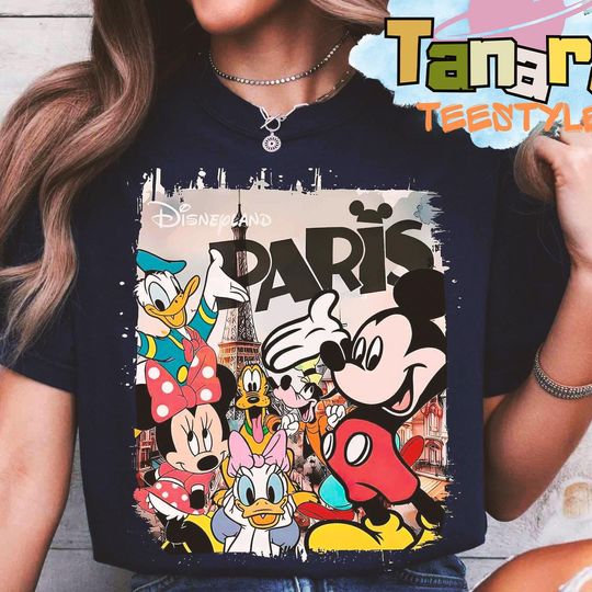 Discover Vintage Mickey and Friends Disneyland Paris T-Shirt, Retro 90s Disney Tee, Disney Paris Vacation Shirt, Tower Mickey Shirt