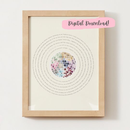 Taylorr Swifts Mirrorball | Printed Wall Art | Lyrics Print