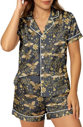 Women's Short Pajama Set, 2-Piece Sleepwear with Pocket
