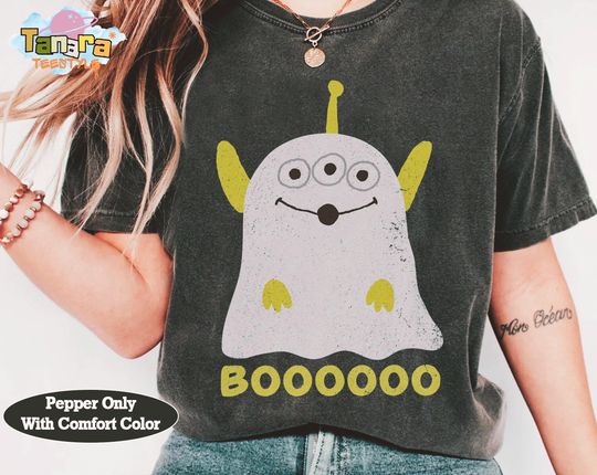 Discover Disney Pixar Toy Story Alien BOOO Ghost Costume Halloween Crop Top, T-Shirt, Mickey's Not So Scary Party Tee, WDW Birthday Gift, Classic