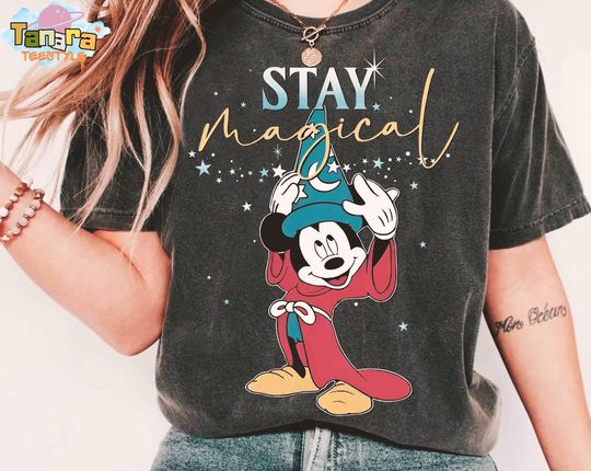 Discover Fantasia Sorcerer Mickey Mouse Magic Wizard Stay Magical Tee, Crop Top, Disney Retro 80s Design, Hollywood Studios Vacation Family Gift