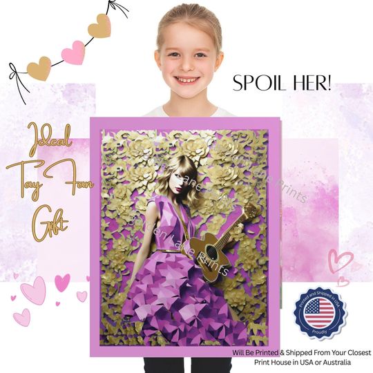 Discover Taylor Poster: French Lace Pink Portrait - Modern Cubism TS Wall Art Gift for Daughter