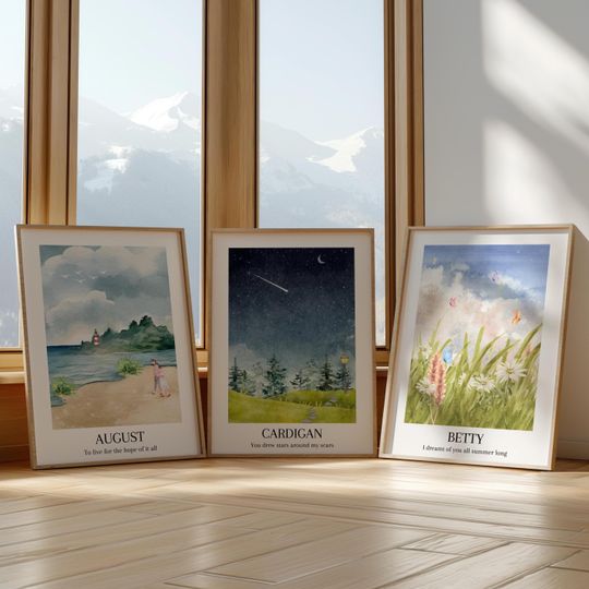 Discover Betty August Cardigan Taylorr Swifts Poster Song Lyrics Wall Art Folklore Merch Album Cover Posters Taylorr Swifts Cardigan taylorswift party ts