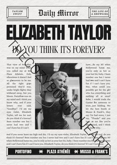 Discover Elizabeth Taylor Lyric Poster Digital Print