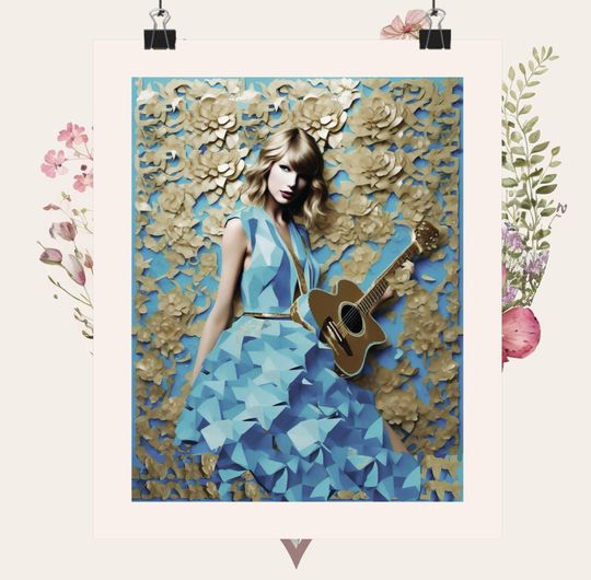 Discover Taylor Guitarist Posters: French Blue Coquette Room Home Decor TS Portrait Print