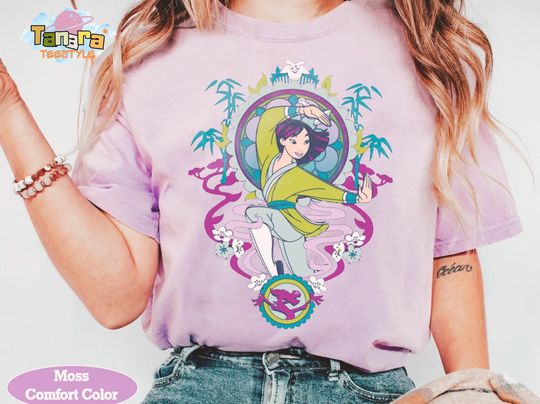 Discover Retro 90s Disney Princess Mulan Warrior Portrait Tee, Crop Top, WDW Magic Kingdom Design, Family Birthday Gift, Classic Shirt