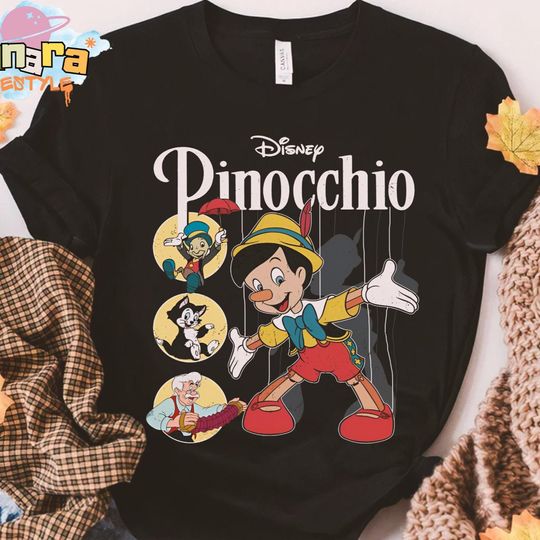 Discover Pinocchio Vintage Movie Characters Tee, Disney Geppetto Shirt, WDW Magic Kingdom Disneyland Holiday Gift, Classic Cartoon Collection, Family