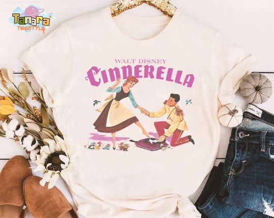 Discover Retro 90s Disney Cinde Shoe Fitting Title T-Shirt, Prince Jaq Gus Tee, Magic Kingdom Disneyland Family Birthday Gift