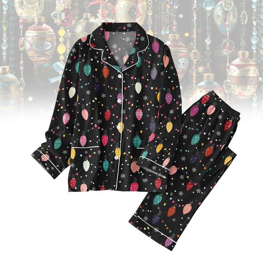 Discover Christmas Light Pajamas Set, Vintage Holiday Bulb PJs, Festive Cozy Sleepwear, Christmas Gift for Her, Xmas Holiday Pjs, Gift For Her