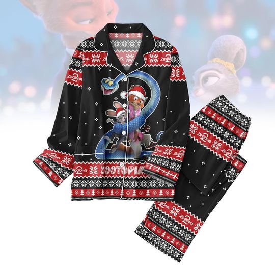 Discover Zootopia 2 Christmas Pajamas Set, Funny Disney Holiday Sleepwear, Disney Zootopia Xmas PJs, Cute Nick and Judy Pajamas Gift, Xmas