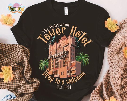 Discover Retro 90s The Hollywood Tower Hotel Drop In's Welcome T-Shirt, Hollywood Studios Vacation Shirt, The Twilight Zone Tower of Terror