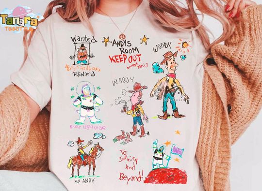 Discover Cute Toy Story Andy's Room Drawings T-Shirt, Disney Woody Buzz Lightyear Slinky Dog Shirt, Disneyland Family Holiday Trip