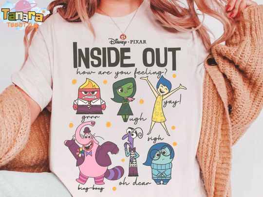 Discover Retro 90s Disney Pixar Inside Out T-Shirt, Joy Sadness Anger Characters, Perfect for Movie Fans and Family Trip