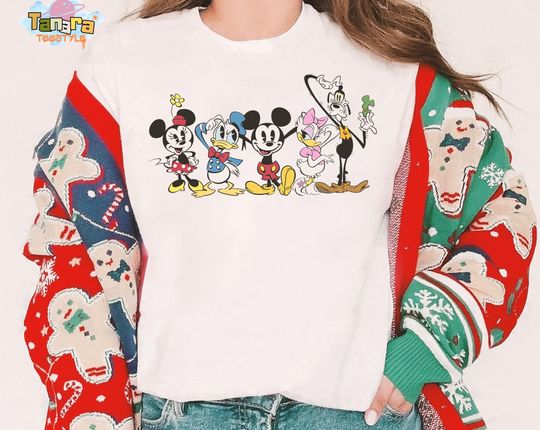 Discover Retro 90s Disney Mickey and Friends T-Shirt, Cartoon Group Shirt, Magic Kingdom Disneyland Family Vacation Holiday Gift