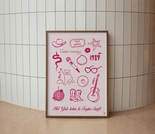 Discover Poster Hot Girls listen to Taylorr Swifts - Illustrations Era Taylorr Swifts