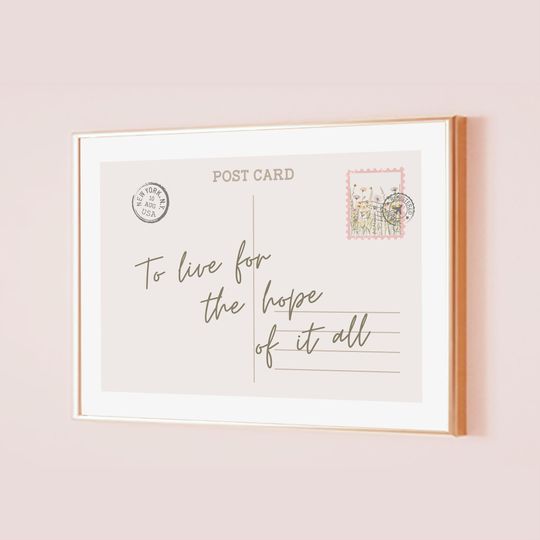 Discover To Live For The Hope If It All Taylor Poster Quote Lyric Print Subtle Office Decor Horizontal Postcard Home Room August Digital Printable