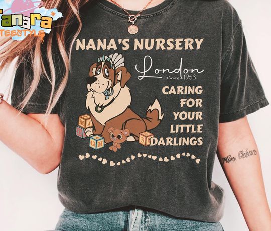 Discover Retro 90s Nana's Nursery Disney Shirt, Caring For Your Little Darlings T-Shirt, Peter Pan Characters, Magic Kingdom Matching Tee