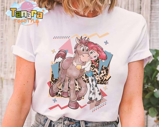 Discover Retro 90s Jessie and Bullseye T-Shirt, Disney Pixar Toy Story Cowgirl Tee, Western Country Shirt, Disneyland Trip Gift