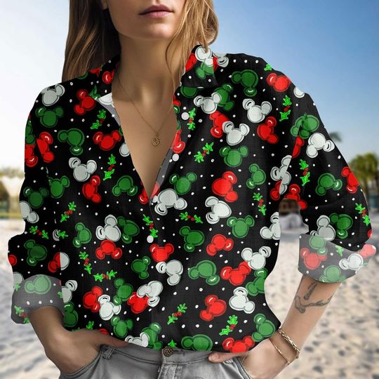 Discover Disney Mickey Ears Christmas Blouse for Women, Cozy Xmas Gift