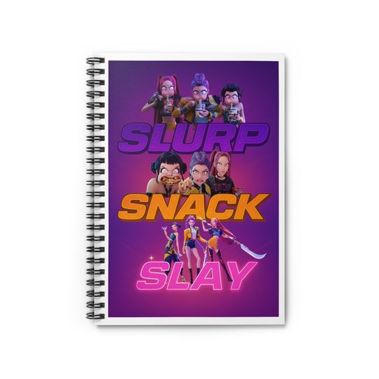 Discover KPop Demon Hunters, Huntrix Slurp, Snack, Slay Spiral Notebook - Ruled Line