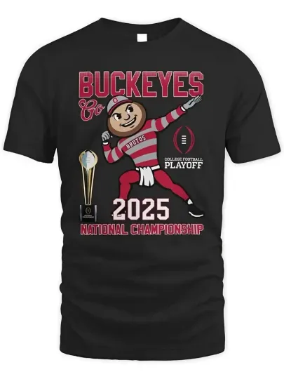 Ohio State Buckeyes 2025 Rose Bowl Champions Men's T-Shirt - Black Cotton, Short
