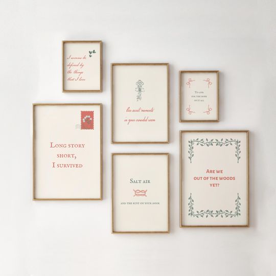 Discover Taylor Print Set of 6 Taylor Poster girly pink Dorm room print Taylor nursery poster gift for her bedroom decor Lyric Poster Cottagecore