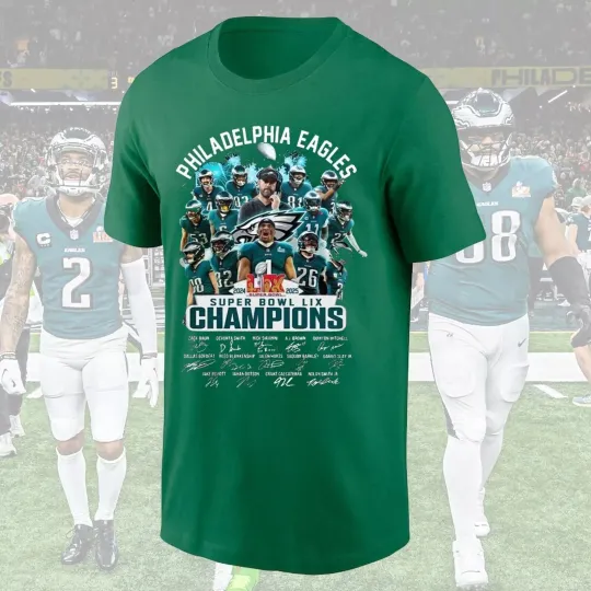 Discover Philadelphia 2024-2025 Eagle LIX Super Bowl Champions Green T-Shirt Gift S-4XL