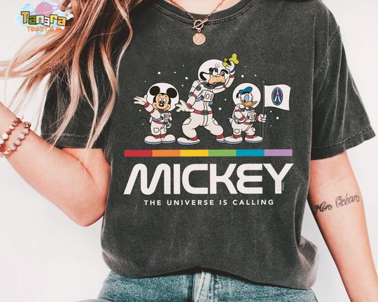 Discover Retro 90s Disney Mickey Mouse Goofy Donald Duck Tee, Crop Top, The Universe Is Calling Design, Magic Kingdom Disneyland Family Birthday Gift