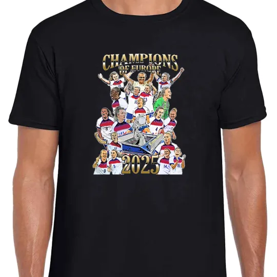 Discover England Womens Champions Of Europe 2025 Unisex T-Shirt Tee S-XXXL Great Gift
