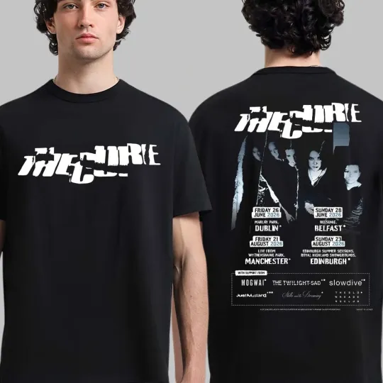Discover The Cure 2026 UK And Ireland Summer Shows Tour Schedule Dates Two Sided T-Shirt
