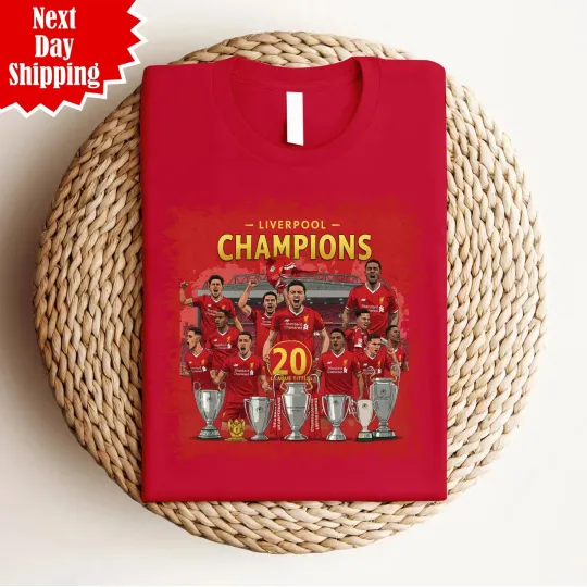 Discover New Liverpool 2025 Premier League Champions T-Shirt 20 Times League Winners Top