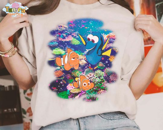Discover Retro 90s Finding Dory Nemo Rainbow Reef Tee, Crop Top, Disney Pixar Graphic Shirt,Magic Kingdom Disneyland Vacation Gift,Bruce Crush Marlin