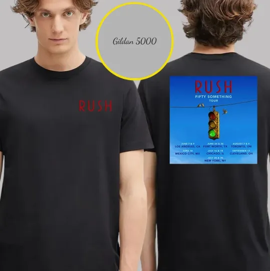 Discover Rush Fifty Something Tour 2026 Dates List Two Sided Unisex T-Shirt