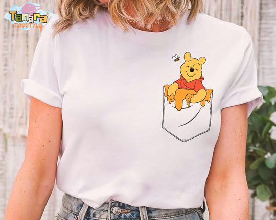 Discover Retro 90s Disney Winnie the Pooh With Honey Pocket T-Shirt, Crop Top, Tigger Eeyore Piglet Tee,Magic Kingdom Disneyland Family Vacation Gift